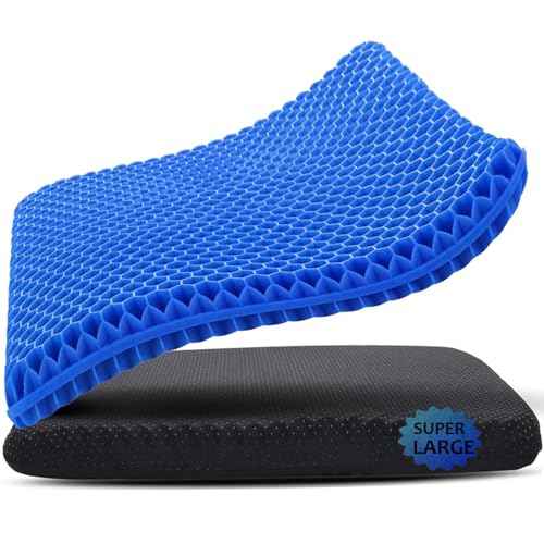 Gel Seat Cushion, 19x19inch Super Large Gel Cushion Pressure Pain Relief Seat Cushion for Long Sitting, Soft Breathable Gel Chair Pads for Home Office Wheelchair Car Seat (Blue)