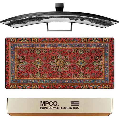 MPCO. Large Gaming Mouse Pad- 36" x 17" Aeroglyde Arabic Textiles Royal-Medallions Mouse Pad Mat - Full Desk Mouse Pad for Smooth Control - Non-Slip, Washable, Smooth Finish Large Mousepad for Desk
