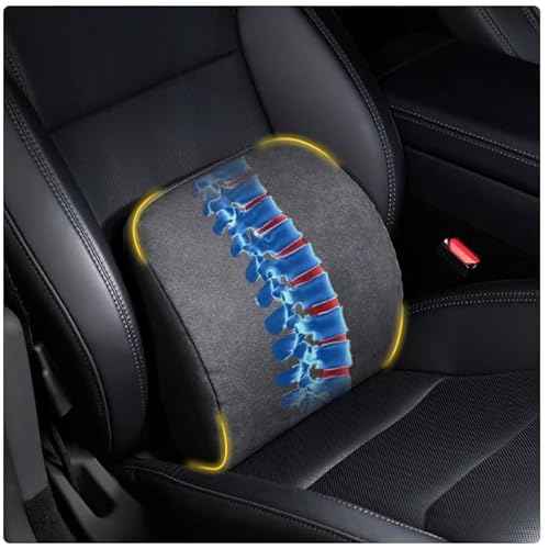 Lumbar Support Pillow Ergonomic Memory Foam Lumbar Pillow for Lower Back Pain Relief - Back Cushion for Driving, Chair Support for Car, Office & Gaming Chairs (Black, 1PC)