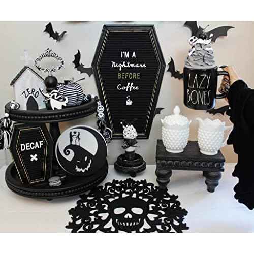 Coffin Letter Board Sign [Large and Mini Combo] - Witchy Decor Aesthetic, Gothic Home Decor Word Board With Letters Changeable Letter Board Sign Goth Room Decor Coffin Pin Board, Emo Room Decor Black