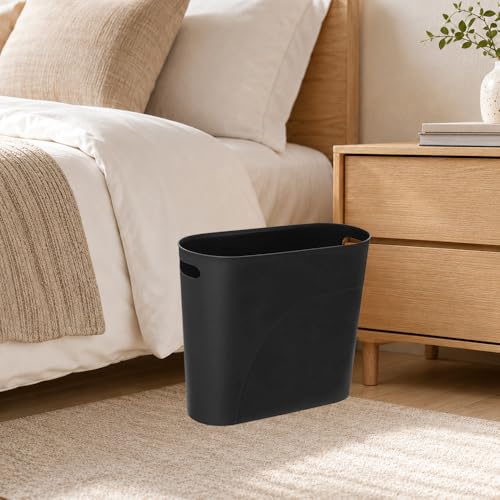 ROYFACC Black Slim 3.2 Gallon Plastic Trash Can with Handles, 2 Pack