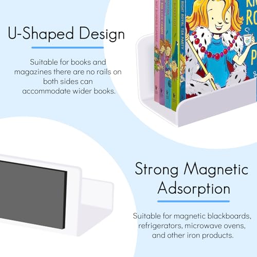 White 2 Pcs Magnetic Book Shelf for Whiteboard Classroom & Office with Pen Container