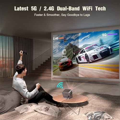 [Netflix Officially & Auto Focus] VOPLLS 4K Projector with WiFi and Bluetooth, 3D Stereo Sound & Auto Keystone Video Projector, 1800ANSI Outdoor Movie Projector, 50% Zoom, MAX 300''Display (Grey)