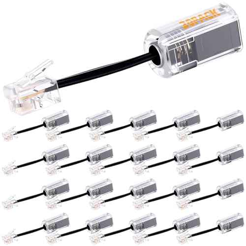 Kingdder 20 Pack Telephone Cord Detangler Anti-Tangle Telephone Handset Cable 360 Degree Rotating Landline Swivel Untangler Extended Cord for Office & Home Desk Phone, Black