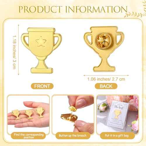 60 Sets Employee Appreciation Gifts Bulk Trophy Pins with Thank You Cards Organza Bags Inspirational Appreciation Recognition Gift for Team Staff Volunteer Student Teacher Nurse (Star)