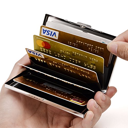 Rose Gold RFID Metal Credit Card Holder Wallet - Stainless Steel Business Card Case for Men & Women