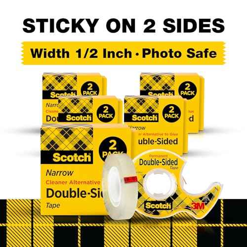 Scotch Double Sided Tape, Permanent Photo-Safe Adhesive, Clear, 1/2 inch x 500 inches per Roll, 10 Rolls (5 Packs of 2) ? Scrapbooking, Crafts and Office Supplies