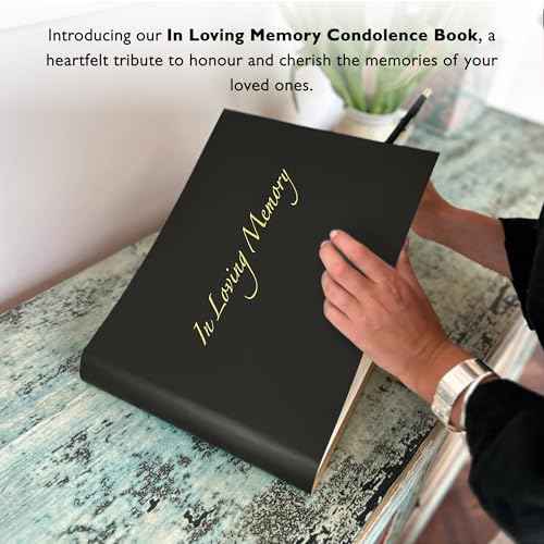 In Loving Memory Funeral Guest Book - 192 Pages with Gold Gilt Pages & Storage Box - Hardcover Memorial Book with 2304 Message Lines & Keepsake Pocket - For Funeral Services (Black, 8.9¡±x6.7")
