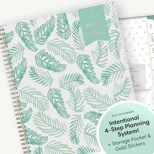 Blue Sky Day Designer 2025-2026 Weekly and Monthly Academic Year Planner Calendar, July 2025 - June 2026, 8.5" x 11", Flexible Cover, Laminated Tabs, Storage Pocket, Includes Stickers, Palms