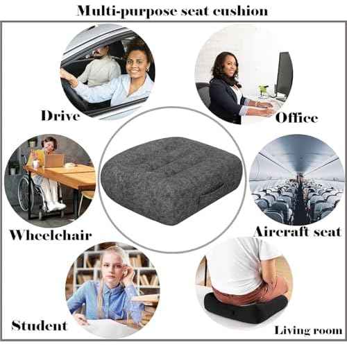 Super Thicken Car Seat Cushion for Adults-Car Booster Seat for Short Drivers-Increase The Field of View by 12cm/4.7in,Plush shell, breathable,with handle,easy to carry,for Cars,Office,Home£¨Dark Gray£©