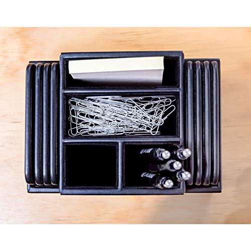 Dacasso Black Leatherette 8 Square Coaster Set with Holder