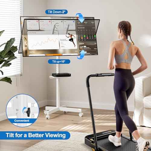 Mobile TV Stand for 23-65 Inch LCD LED Flat/Curved Panel Screen TVs, Height Adjustable Rolling TV Stand with Tilt Mount and Shelf, Portable Stand Holds up to 110 lbs, Max VESA 400x400mm, White
