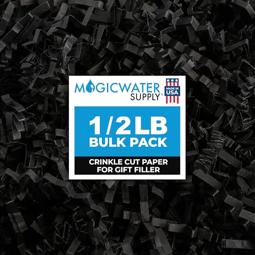 MagicWater Crinkle Cut Paper for Gift Baskets - 1/2LB Black