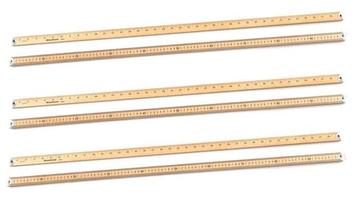 hand2mind Wood Economy Meterstick/Yardstick with Protective Metal Ends for School Classroom, Home, or Office (Pack of 6)