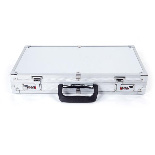 Portable Password Storage Case, Aluminum Alloy Briefcase with Password Lock and Handle, Multifunctional Metal Hard Case, Protective Outdoor Storage Toolbox for Business Home Travel, Silver