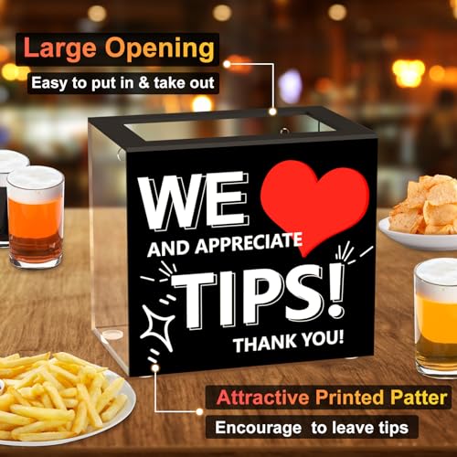 1PCS Acrylic Tip Jar for Bartenders - Money Suggestion Donation Box 6x4x5 Inch