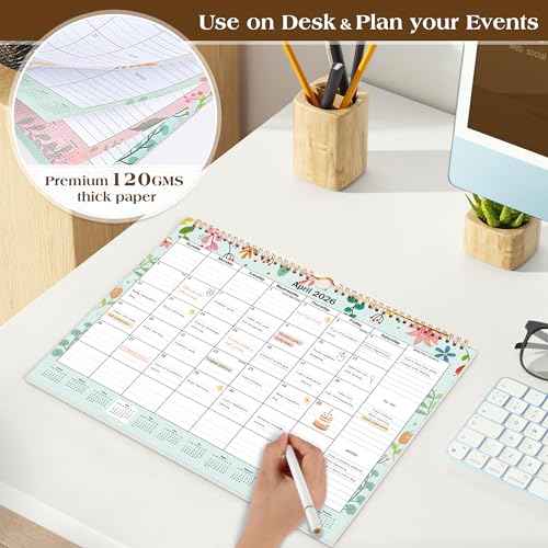 Wall Calendar 2026-2027, 18 Month Large Calendar from January 2026 to June 2027£¬11.6" x 14.5" Monthly Calendar Thick Paper, Hanging Calendar Spiral Binding Perfect for Home or Office Planning,Floral
