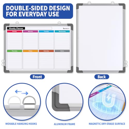 ABERLLS Silver 16x12 Weekly Calendar Whiteboard Wall Magnet Dry Erase