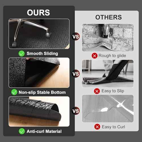Office Chair Mat for Hardwood Floor, 36"x48" Large Black PVC Computer Desk Chair Mat with Unique Pattern for Gaming, Anti-Slip Floor Protector for Home Office, Rolling Chair