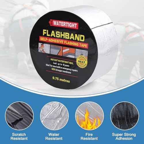 Flashing Roll Tape Asphalt Membrane, 6 inches X 32 Feet 60Mil Thick Waterproof Asphalt Patch Seal Tape Roll, Self-Adhesive Roof Sealant, Asphalt Repair for Door Roof Window Gutter Outdoor £¨2 Rolls)