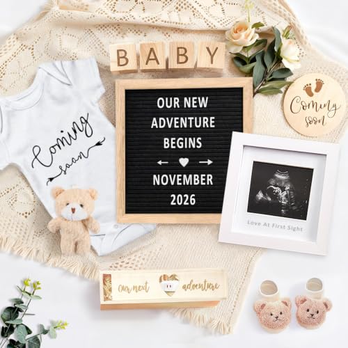 Pregnancy Announcement Set with Letter Board Baby Onesie & Props