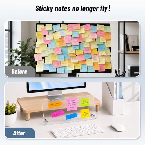 Yaozyety 14x5.5 Inch Transparent Monitor Memo Board Sticky Note Holder for Desktop Office