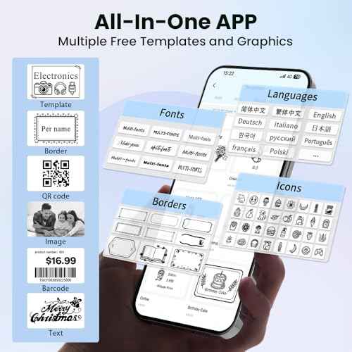 Mini Label Printer, Label Maker, Sticker Maker Machine, Bluetooth Thermal Address Label Printer for Small Business, Barcode, Address, Logo, Clothing, Sticker Printer for Phones & PC