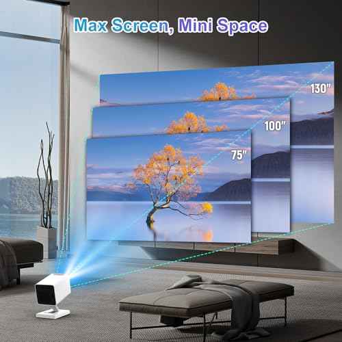Mini Projector, 4K Portable Video Projector with WiFi6 & Bluetooth 5.4, 150 ANSI Lumen, Automatic Vertical Correction, 130'' Screen Home Cinema Smart Projector for Phone, PC, Laptop, HDMI, USB