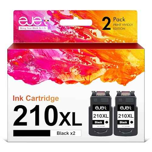 210XL Black Ink Cartridge Remanufactured Replacement for Canon 210XL Black Ink Cartridge 210 XL for Canon PIXMA IP2702 IP2702 MP230 MP250 MP270 MP280 MP480 MP490 MP495 MX320 MX330 MX340 MX410(2 Pack)