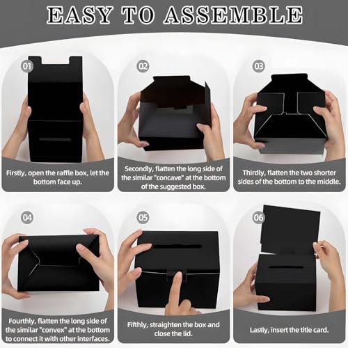 Black 6 Pcs Raffle Donation Boxes 6.5x4.5x4.5 Inches - Suggestion Collection Boxes
