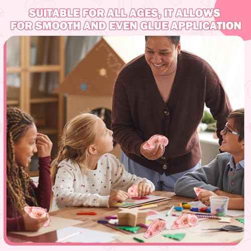 50 Pack Double Sided Tape Bulk, Glue Tape Roller 0.3 Inch ¡¿ 26.25 ft Adhesive Dot Roller Applicators for Journaling Scrapbook Supplies Crafts Gift Wrapping(Pink)