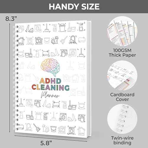 ADHD Cleaning Planner, ADHD Cleaning and Organizing Planner for Adults Women Mom, Household Cleaning Schedule and Checklist, Daily Weekly Monthly Chore Chart Notebook for Family Editable 5.8 x 8.3"