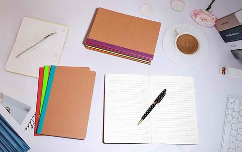 FAWTEEM 48 Pack A5 Kraft Notebook,Lines Pages - 60 Pages (30 Sheets), Wide Ruled,8.3”x 5.5” Small Kraft Notebook