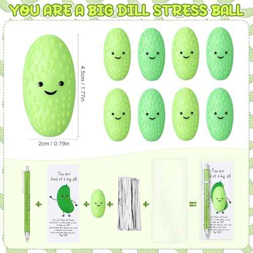 TecUnite 60 Sets Pickle Gifts Bulk Christmas Employee Appreciation Team Inspirational Pickle Pen Stress Ball Awesome Motivational Card Rad Tech Week OR Nurse Practitioner Gifts