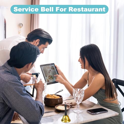 PATIKIL 3-Inch Yellow Hand Service Bell with Handle - Restaurant & Hotel Use