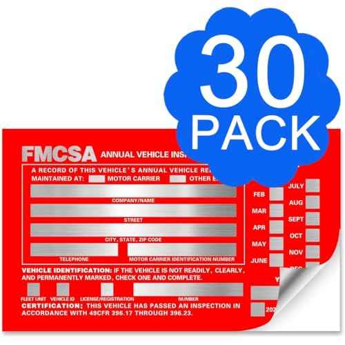 Annual Vehicle Inspection Report Form 30-pk 3-Ply Carbonless Red FMCSA Label Aluminum