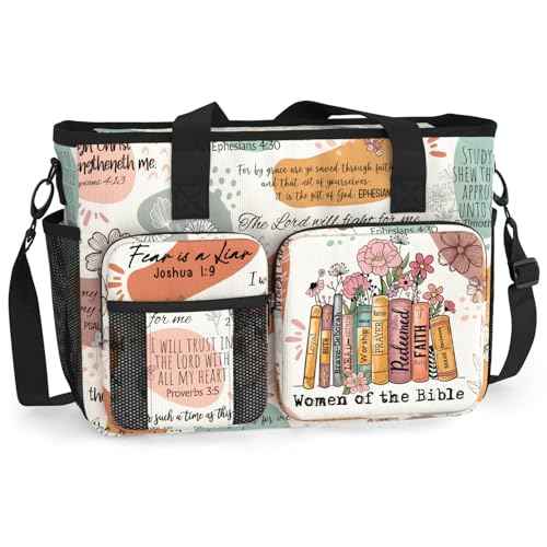 84hoods Large Waterproof Work Bag. Shoulder Bag for Work. God Jesus Christian Faith Religious Gift.