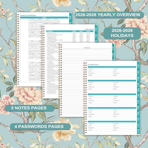 2026 Monthly Planner - 2026 Planner with Tabs, Monthly Planner/Calendar 2026, Jan. 2026 - Dec. 2026, 9" x 11", Strong Gold Twin-wire Binding, Back Pocket, Note Pages - Floral