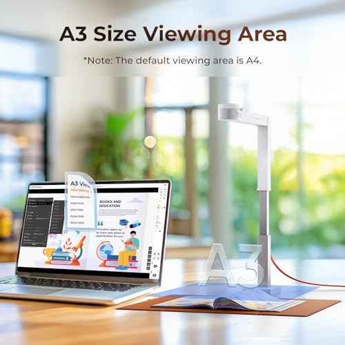 CZUR Fancy S Pro USB Document Camera for Teacher, 12MP 4K Webcam with Microphone and LED Light, Up to 60fps, Auto Focus, for Remote Teaching, Web Conference, for Mac and Windows, White