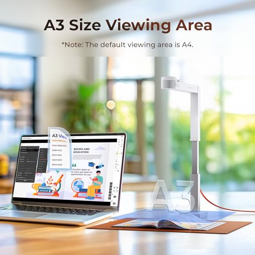 CZUR Fancy S Pro USB Document Camera White 12MP for Teachers & Presentations