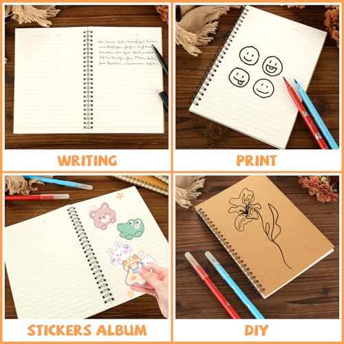 MIVIDE 24 Pack A5 Bulk Spiral Notebooks with Kraft Cover, 8.3 x 5.8 Inch 60 Pages Hardcover Spiral Lined Notebook Journal, Lined Travel Bulk Writing Paper Notebook for School Business Office Supplies
