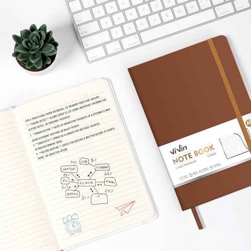 ViVin Lined Journal Notebooks, 3 Pack, (Black, Navy, Brown), 192 Pages, Medium 5.5 x 8.3 inch, College Ruled, A5 Hardcover Notebooks, Journaling Notebooks for Work, Writing, School