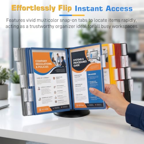 10‑Pocket Desktop Document Organizer with Rotatable Base - LuoVoy