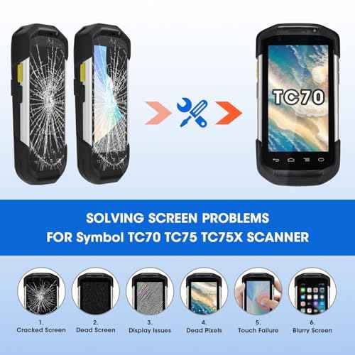 LCD Screen Replacement with Touch Digitizer for Symbol TC70 TC75 TC75X Barcode Scanner Handheld Mobile Computer (Android Version), HD Sensitive (for Symbol TC70)