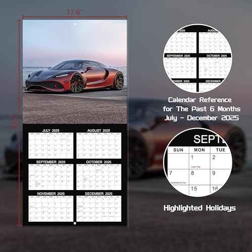 2026 Calendar - Cars Wall Calendar 2026, January 2026 - December 2026, 11.6" x 11.6" for Home, Office, School