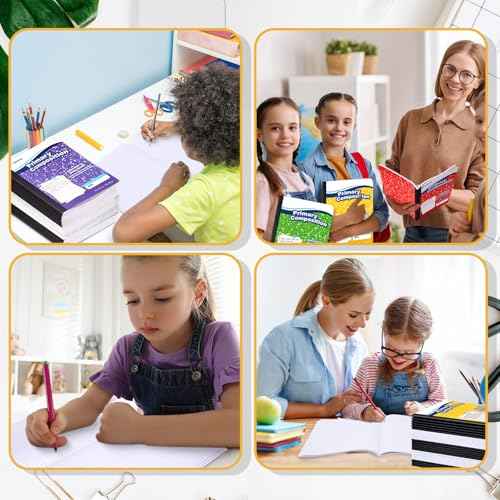 120 Pack Operation Christmas Items Primary Ruled Composition Notebook, Grade K-2 Journal 50 Sheets, 7-1/2" x 9-3/4" Writing Notebook for Kids Kindergarten Preschool 1st 2nd Grad (Multicolor)