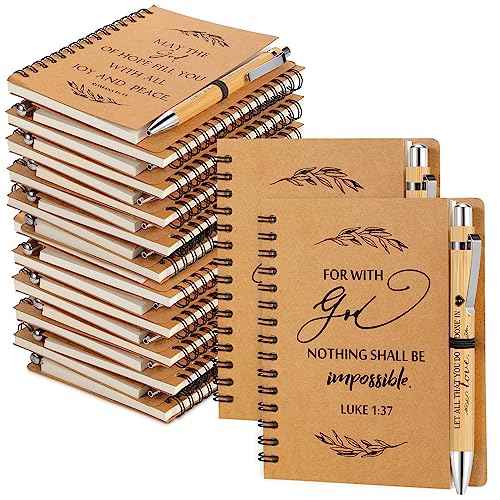 Kosiz 60 Pcs/30 Set Christian Gifts Bulk Include Spiral Notebook and Bible Ballpoint Pen Christian Notebook Religious Prayer Journal Christmas Church Gift for Women Men Pastor Sunday School Teacher