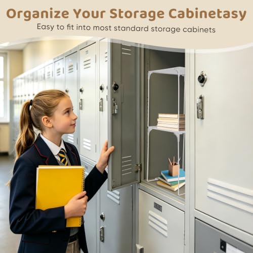 Locker Organizer Shelf, Stackable Metal Shelf for School Lockers, 2