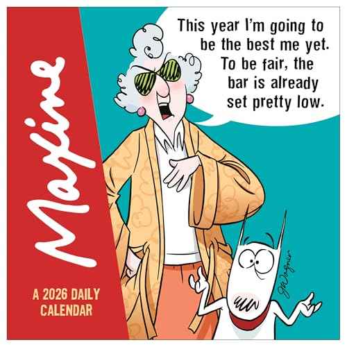 TF Publishing 2026 Maxine Daily Desktop Calendar - Home and Office Organization - Small Desk Calendar 2026 with Full-Color Tear-Off Pages and Standing Cardboard Easel - 5.25in x 5.25in