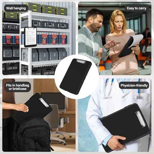Clipboard with Storage, High Capacity Clip Boards 8.5x11, Heavy Duty Plastic Nursing Clipboard Folder with Pen Holder and Low Profile Clip for School & Office